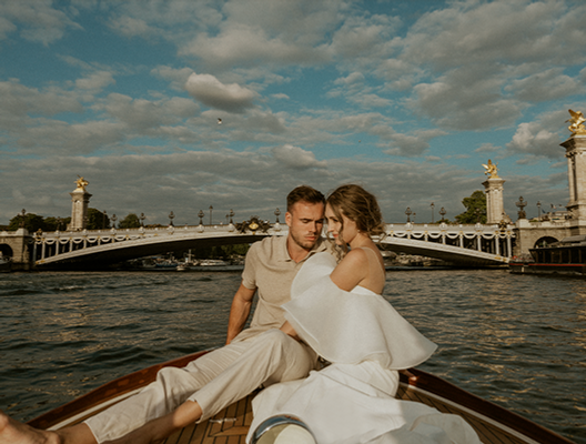 wedding couple on the private boat